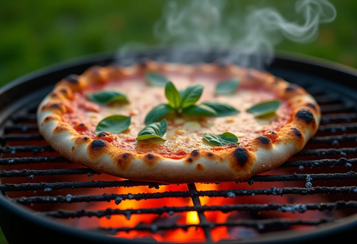 Grillezett pizza otthon: ropogós tészta a rácson és a kerti grillsütőben